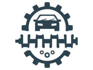 Vector illustration, logo, crankshaft and auto icon. Auto parts.